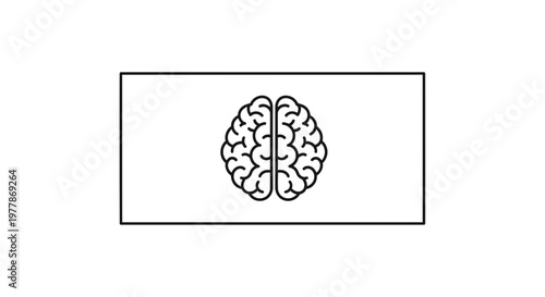 Minimalist brain icon on a white rectangular background, representing intellect and ideas