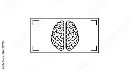 Minimalist Brain Icon on Screen: Concept of Mind, Intelligence, and Ideas