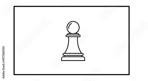 Minimalist Chess Pawn Icon on White Background - Strategy and Game Concept