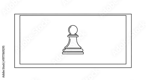 Minimalist Chess Pawn Icon on White Background - Strategic Game Piece