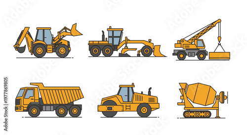 Heavy construction vehicles in yellow color 1.