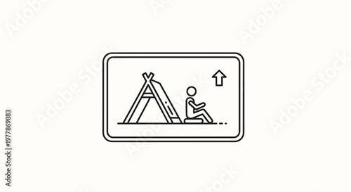 Free Download Camping Icon: Person Sitting in Tent with Up Arrow Symbol, Outdoor Adventure Concept - GFXLoad