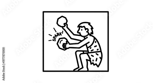 Caveman Discovers Fire: Flint Sparks Primitive Invention