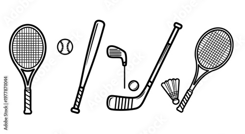 Tennis racket baseball bat golf.