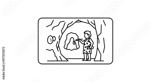Caveman Painting on Cave Wall, Prehistoric Art, Ancient Human Discovery