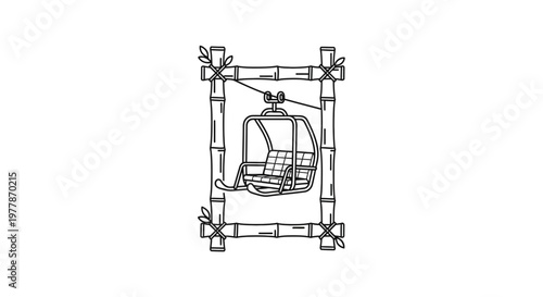 Bamboo Frame Gondola Lift Cable Car Illustration