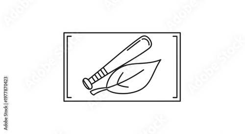 Baseball Bat and Leaf Icon: Symbolizing Nature vs. Aggression, Conflict, or Environmental Threat