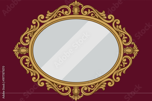 Golden Ornate Oval Mirror Frame.