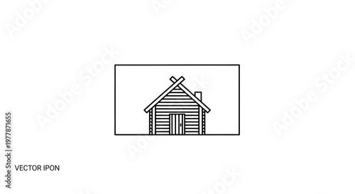 Vector Icon of a Wooden Cabin House with a Simple Design