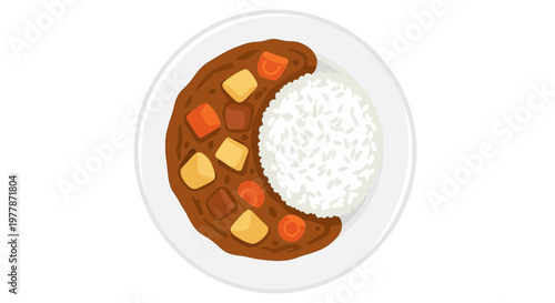 Japanese Curry Rice Crescent Moon Shape