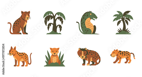 Collection of various wild animals icons 1.