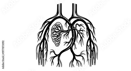 Human Heart Anatomy Medical Illustration.