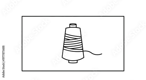 Spool of Thread with Loose End - Simple Line Art Illustration