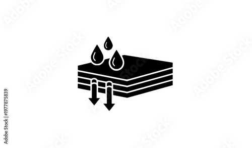 A minimalist vector graphic illustrating water absorption through layers
