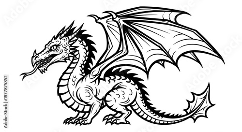 A mythical dragon creature standing alone.