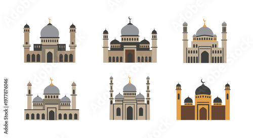 Collection of mosque architecture designs.