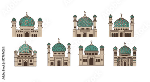 Collection of mosque architecture models.