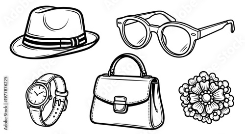 Fashion accessories on a white background.