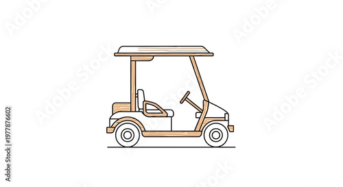Simple Line Art Golf Cart Illustration - Clean Vector Graphic