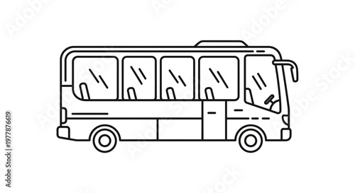 Simple Line Art Icon of a Bus, Vector Illustration of a Passenger Vehicle