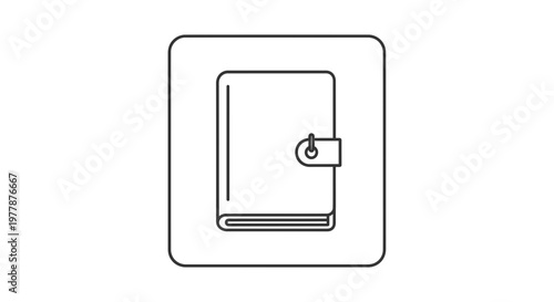 Simple Line Art Icon of a Closed Book with Clasp