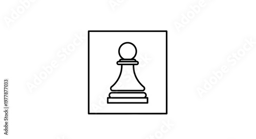 Simple black and white icon of a chess pawn inside a square frame