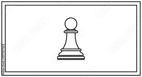 Simple Black and White Pawn Chess Piece Icon on White Background