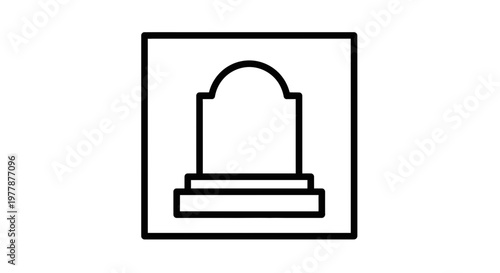 Simple Gravestone Icon, Tombstone Symbol, Funeral, Memorial, Death, Cemetery, RIP, Outline