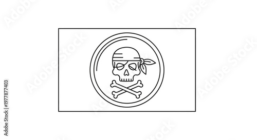 Pirate Flag Icon: Skull and Crossbones, Jolly Roger Symbol, Vector Art