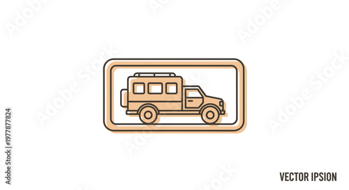 Off-road camper van icon, adventure vehicle, travel and exploration symbol