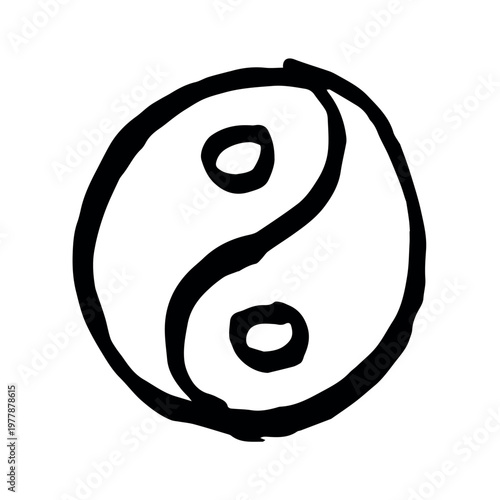 Hand drawn yin yang symbol Zen and Tao Harmony and balance Black and white yin and yang sign Taichi, Taoism, Buddhism, Japan, Chinese, Asian, yoga, meditation, karma, peace, dualism