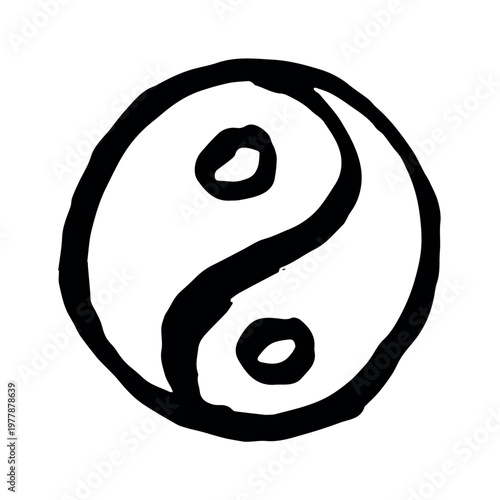Hand drawn yin yang symbol Zen and Tao Harmony and balance Black and white yin and yang sign Taichi, Taoism, Buddhism, Japan, Chinese, Asian, yoga, meditation, karma, peace, dualism