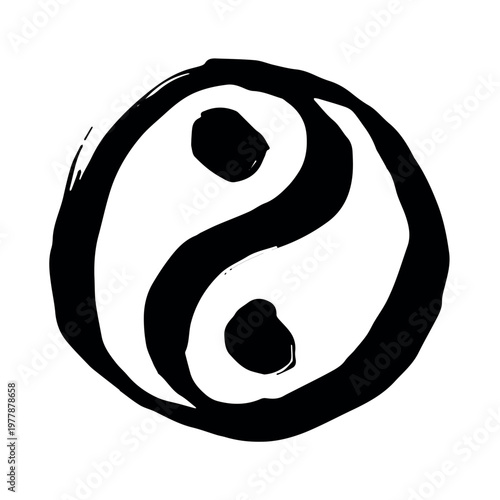Hand drawn yin yang symbol Zen and Tao Harmony and balance Black and white yin and yang sign Taichi, Taoism, Buddhism, Japan, Chinese, Asian, yoga, meditation, karma, peace, dualism
