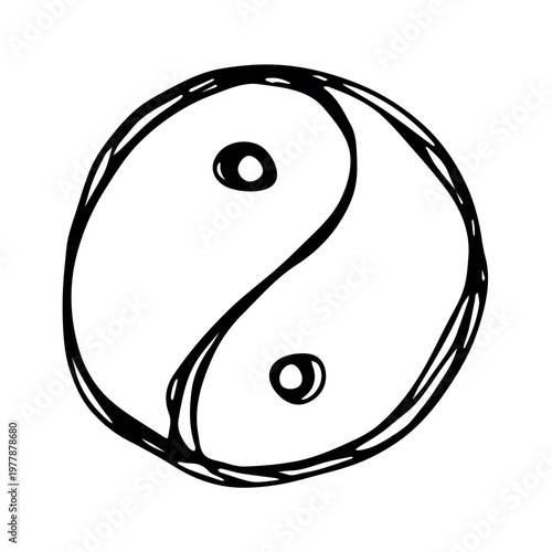 Hand drawn yin yang symbol Zen and Tao Harmony and balance Black and white yin and yang sign Taichi, Taoism, Buddhism, Japan, Chinese, Asian, yoga, meditation, karma, peace, dualism