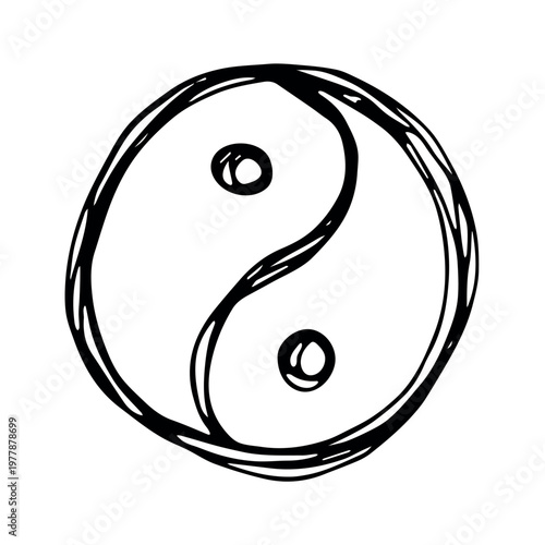 Hand drawn yin yang symbol Zen and Tao Harmony and balance Black and white yin and yang sign Taichi, Taoism, Buddhism, Japan, Chinese, Asian, yoga, meditation, karma, peace, dualism