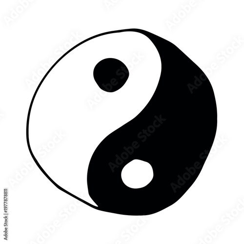 Hand drawn yin yang symbol Zen and Tao Harmony and balance Black and white yin and yang sign Taichi, Taoism, Buddhism, Japan, Chinese, Asian, yoga, meditation, karma, peace, dualism