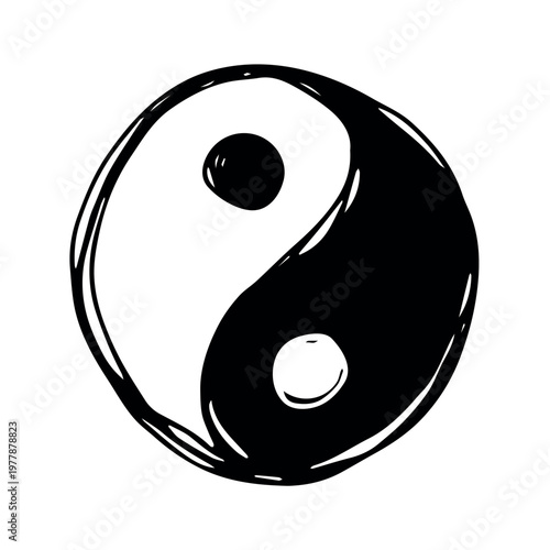 Hand drawn yin yang symbol Zen and Tao Harmony and balance Black and white yin and yang sign Taichi, Taoism, Buddhism, Japan, Chinese, Asian, yoga, meditation, karma, peace, dualism