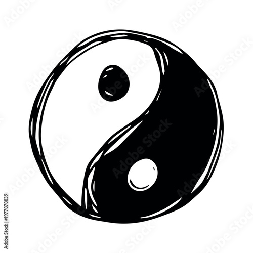 Hand drawn yin yang symbol Zen and Tao Harmony and balance Black and white yin and yang sign Taichi, Taoism, Buddhism, Japan, Chinese, Asian, yoga, meditation, karma, peace, dualism