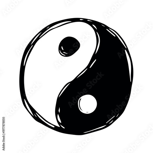 Hand drawn yin yang symbol Zen and Tao Harmony and balance Black and white yin and yang sign Taichi, Taoism, Buddhism, Japan, Chinese, Asian, yoga, meditation, karma, peace, dualism