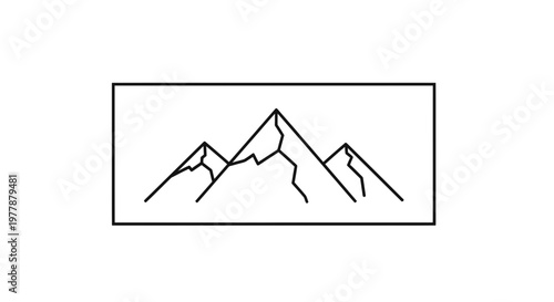 Minimalist Mountain Range Line Art Icon - Simple Geometric Peaks Landscape