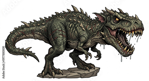 Realistic Predatory Dinosaur Character Illustration on White Background