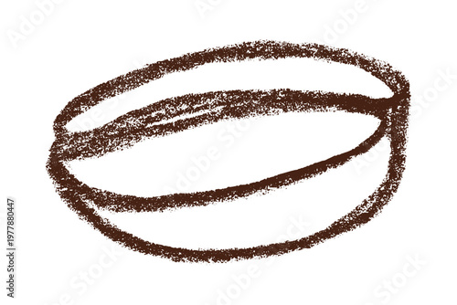Hand drawn fresh roasted coffee bean Arabica robusta seed doodle Single element for print, web, design, decor