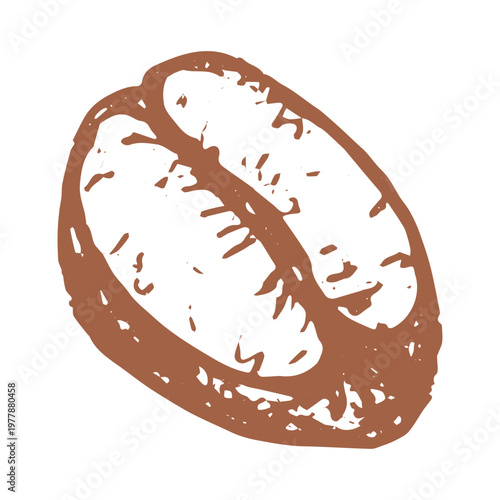 Hand drawn fresh roasted coffee bean Arabica robusta seed doodle Single element for print, web, design, decor