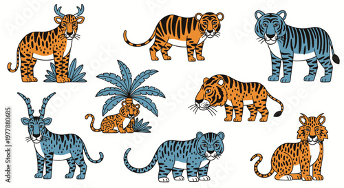 Colorful illustration of various animals.
