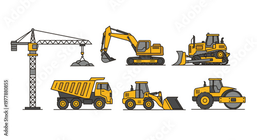 Heavy construction vehicles and equipment 4.