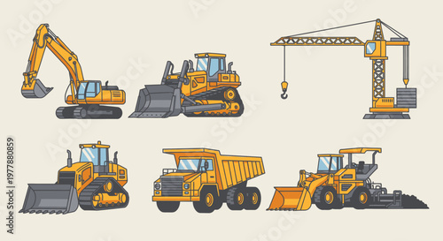 Heavy construction vehicles and equipment 3.