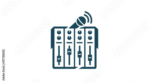 Audio Mixer Icon With Microphone and Wi-Fi Symbol