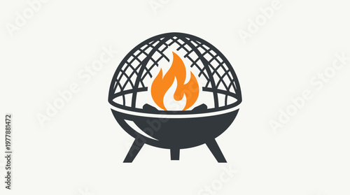 Minimalist Fire Pit Graphic Against White Background