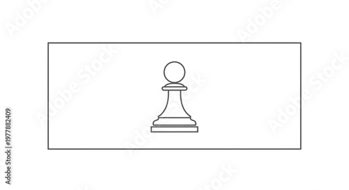 Minimalist Chess Pawn Icon, Simple Line Art, Strategy Game Piece, Isolated White Background