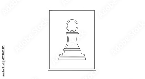 Minimalist Chess Pawn Icon Outline, Strategy Game Piece, Isolated on White Background